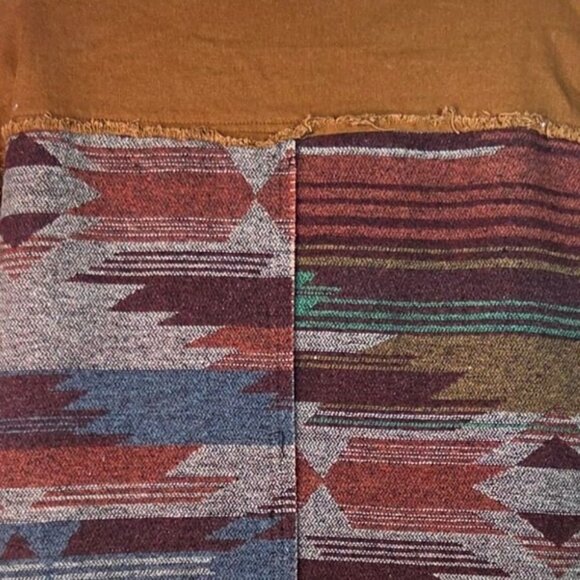 Brown Aztec Frayed Hem Button-Up Jacket Medium By Blue B Collection - Picture 5 of 6